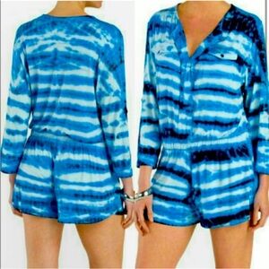YOUNG FABULOUS & BROKE Blue Tie Dye Malik Romper M